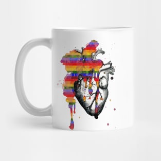 gay pride flag heart explode Mug